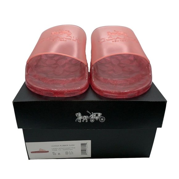 Coach Ulyssa Slide NWT Womens Size 10 Rubber Candy Apple Pink Slip On Sandals - Picture 8 of 11